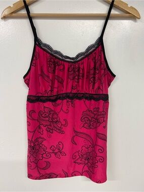 Target Brand Y2K Pink and Black Lace Cami Size Medium